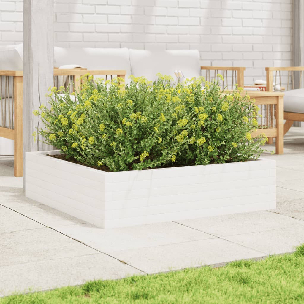 Plantekrukke Hvid 90x90x23 cm Massiv Fyrretræ