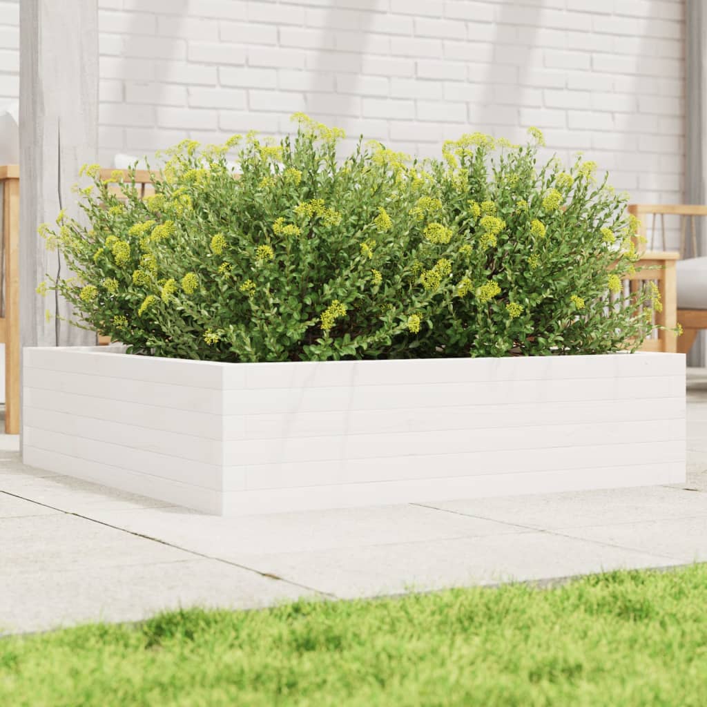 Plantekrukke Hvid 90x90x23 cm Massiv Fyrretræ