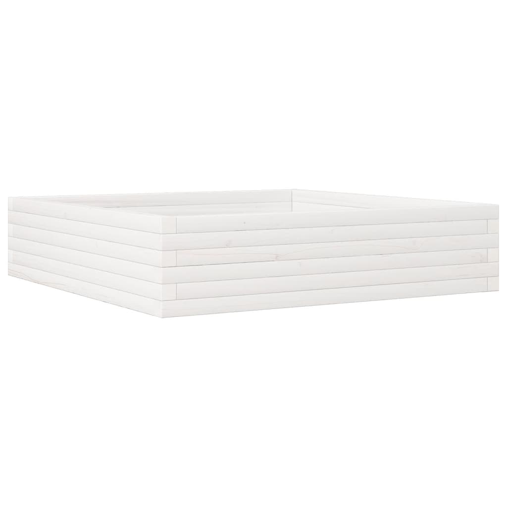Plantepotte Hvid 100x100x23 cm Massiv Fyrretræ