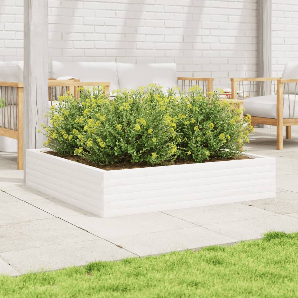 Plantepotte Hvid 110x110x23 cm Massiv Fyrretræ