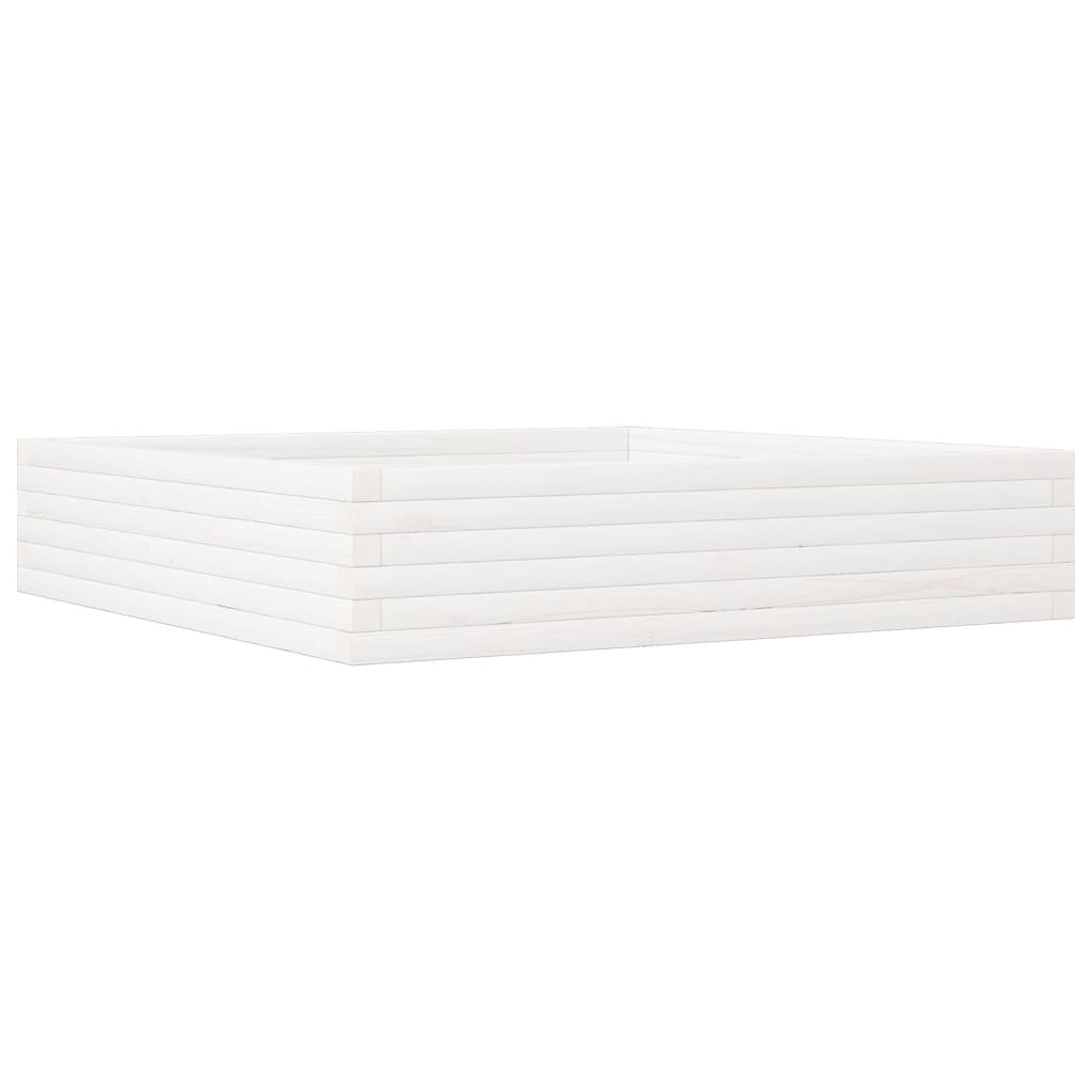 Plantepotte Hvid 110x110x23 cm Massiv Fyrretræ