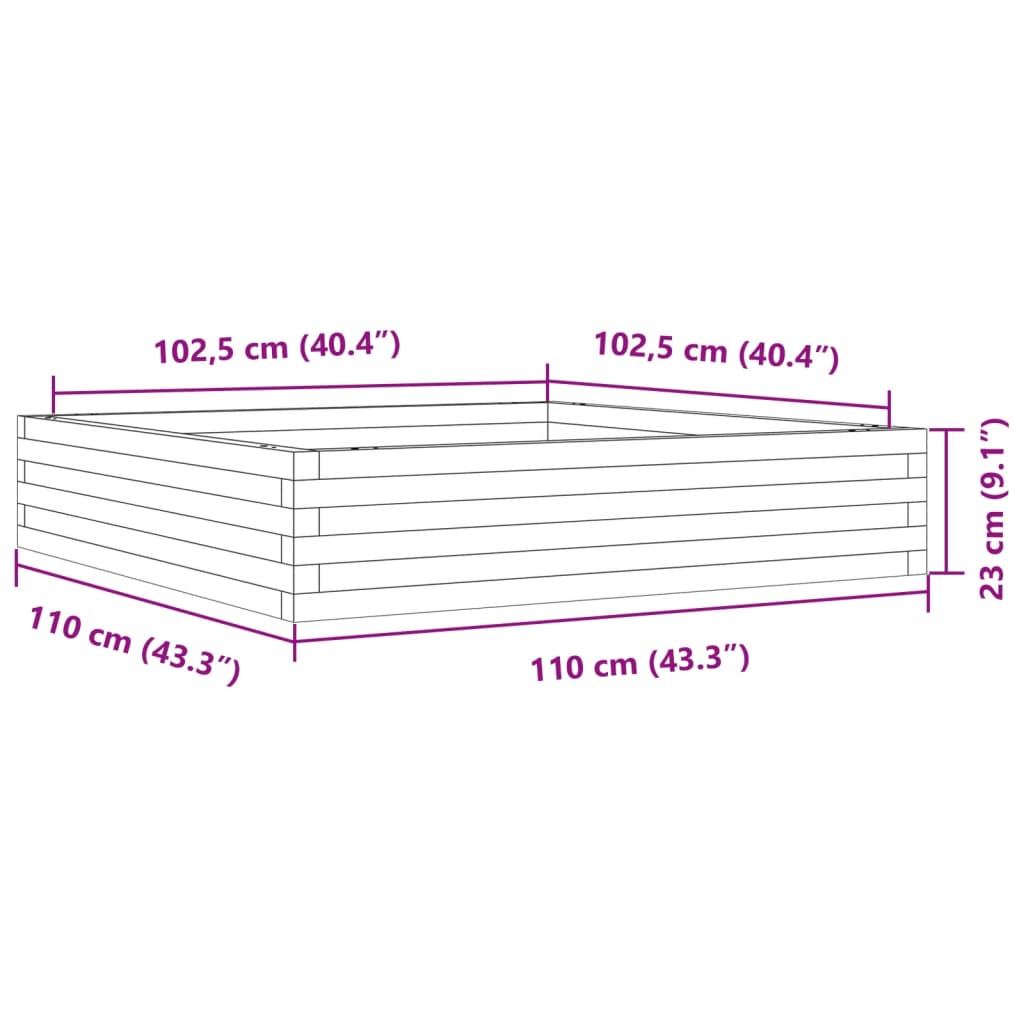 Plantekrukkevoks brun 110x110x23 cm massivt fyrretræ