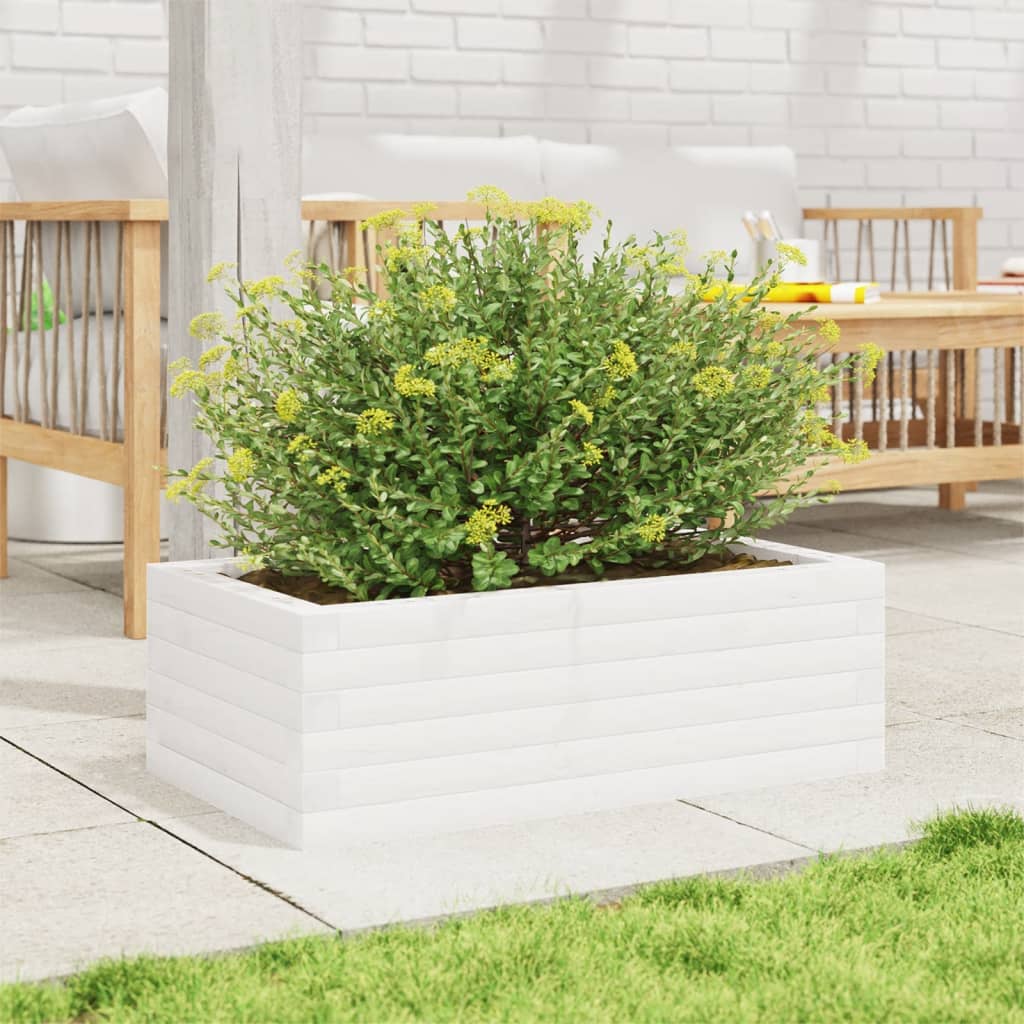 Plantepotte Hvid 70x40x23 cm Massiv Fyrretræ