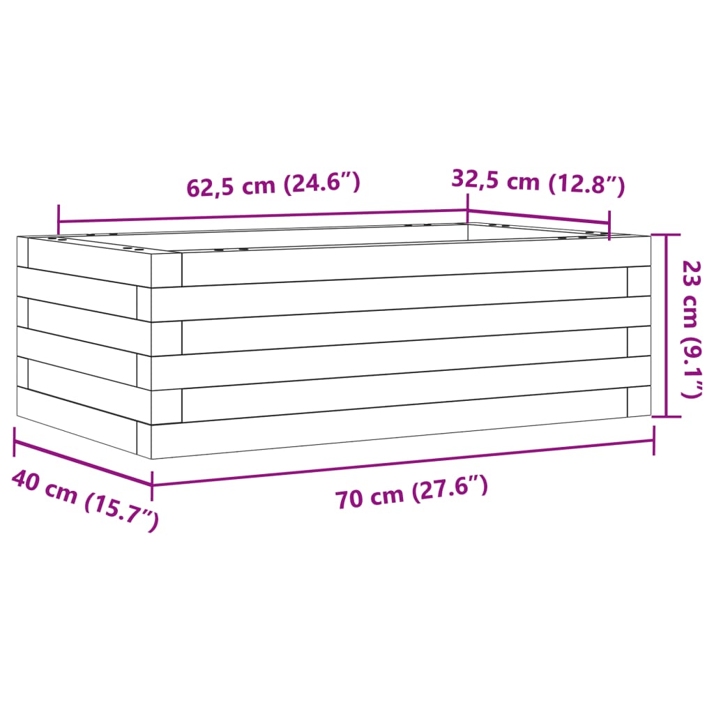 Plantekrukke voks brun 70x40x23 cm massivt fyrretræ