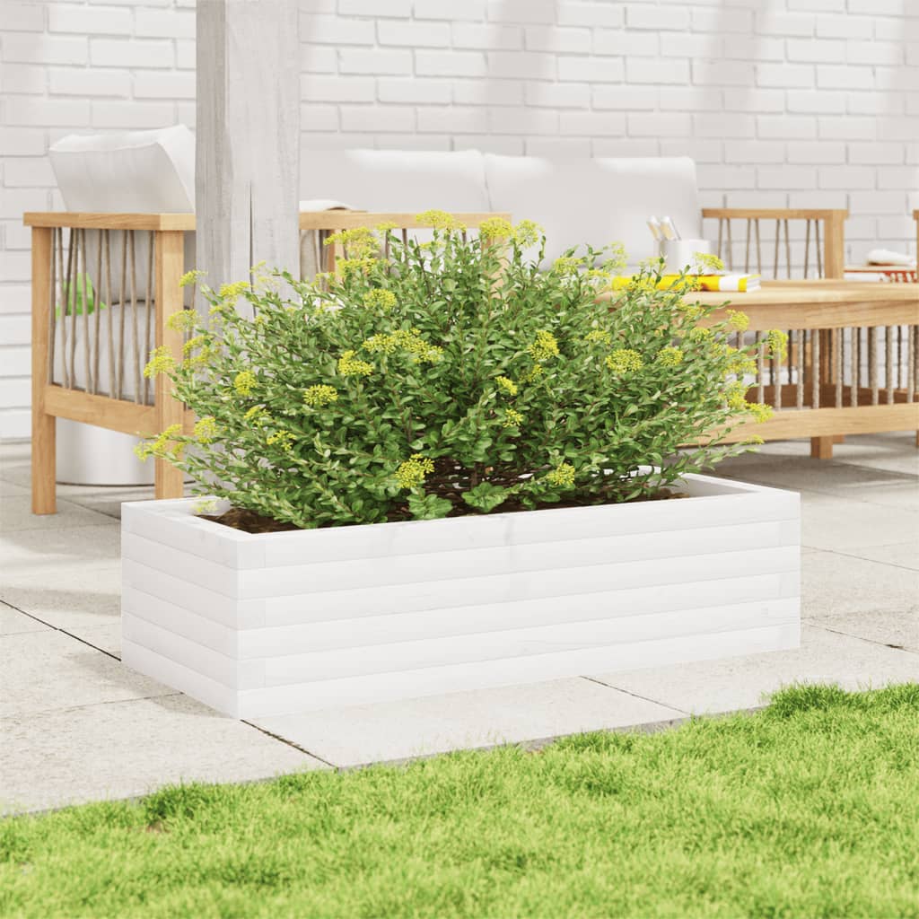 Plantepotte Hvid 90x40x23 cm Massiv Fyrretræ