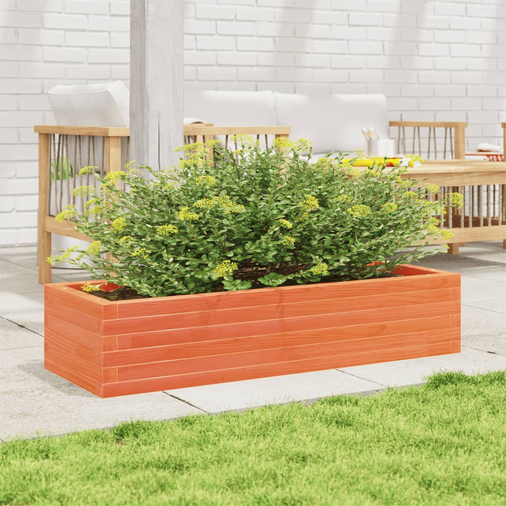 Plantepotte voks brun 110x40x23 cm massivt fyrretræ