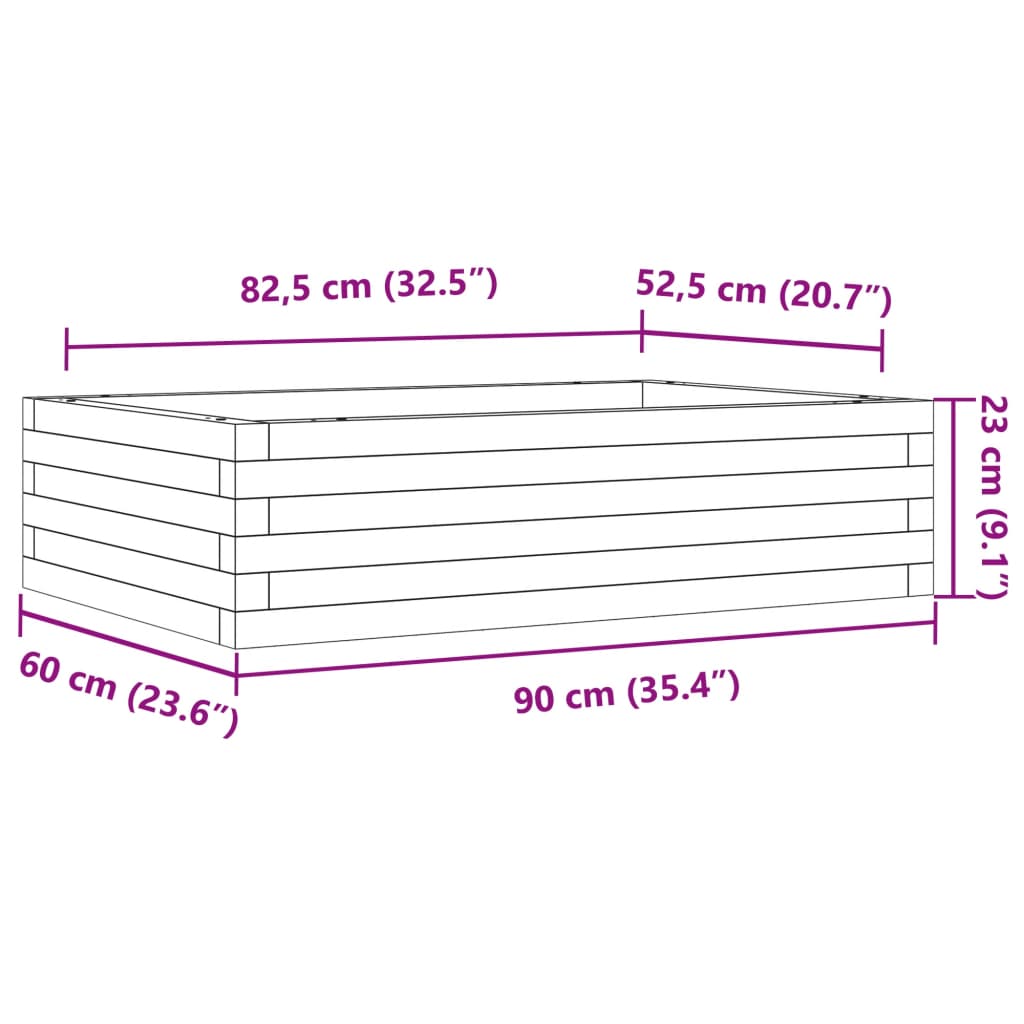 Plantekrukke voks brun 90x60x23 cm massivt fyrretræ