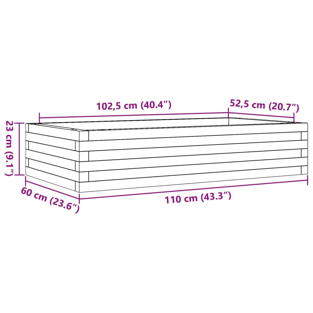 Plantekrukke 110x60x23 cm massivt fyrretræ