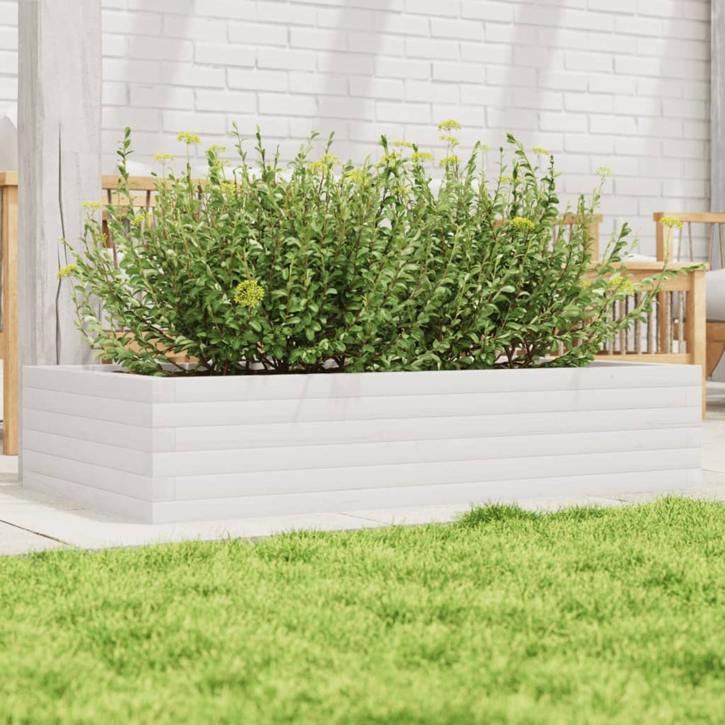 Plantepotte Hvid 110x60x23 cm Massiv Fyrretræ