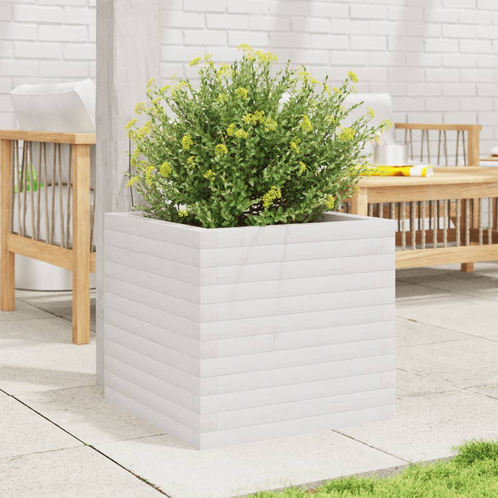 Plantepotte Hvid 50x50x45,5 cm Massiv Fyrretræ