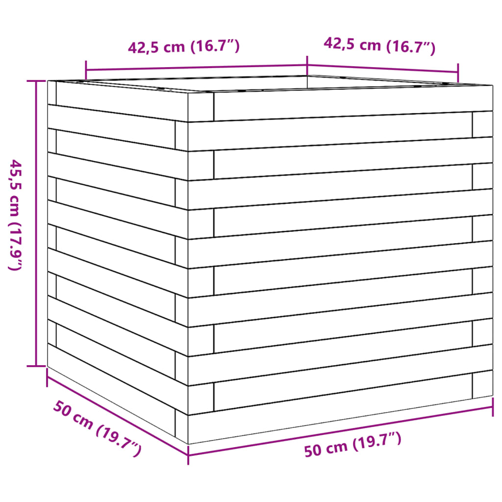 Plantepotte Hvid 50x50x45,5 cm Massiv Fyrretræ