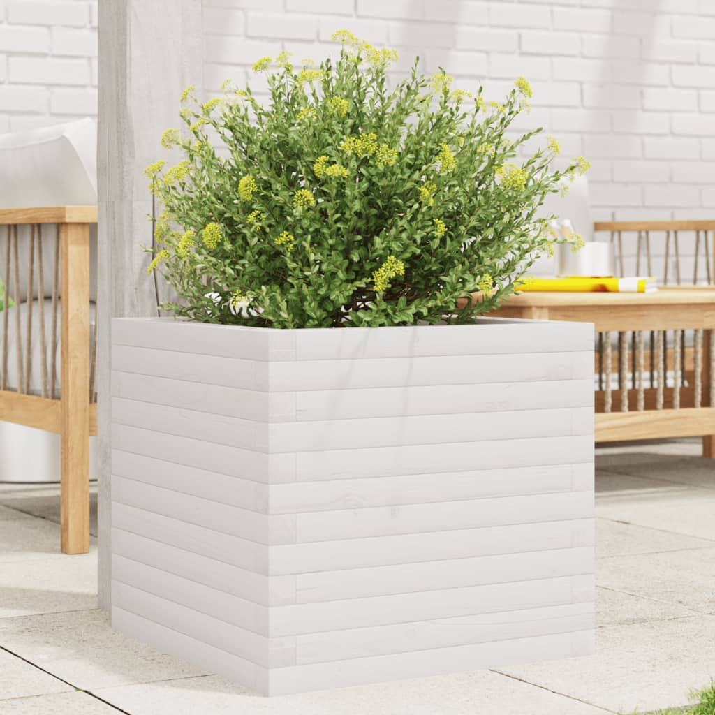 Plantepotte Hvid 50x50x45,5 cm Massiv Fyrretræ