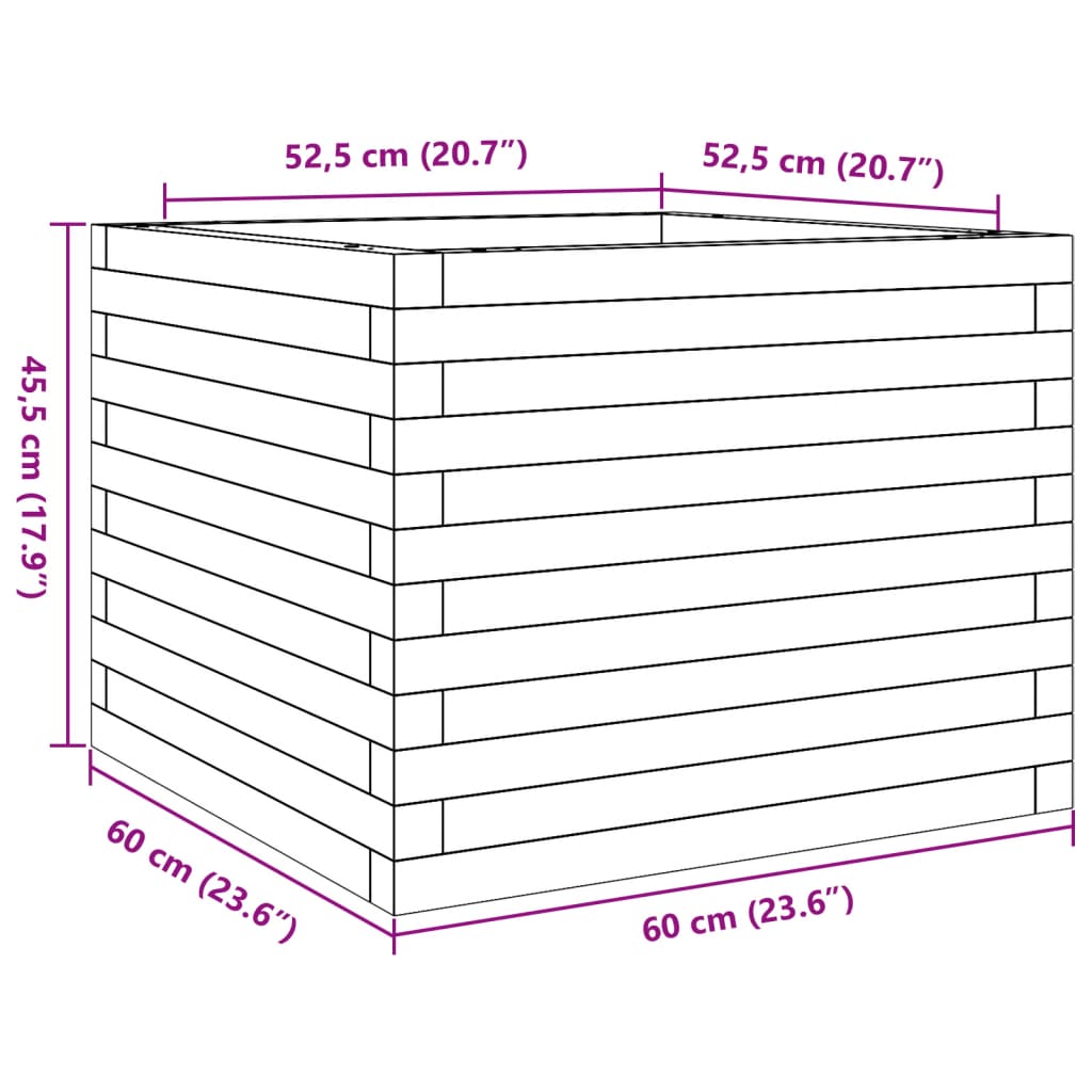 Plantepotte Hvid 60x60x45,5 cm Massiv Fyrretræ