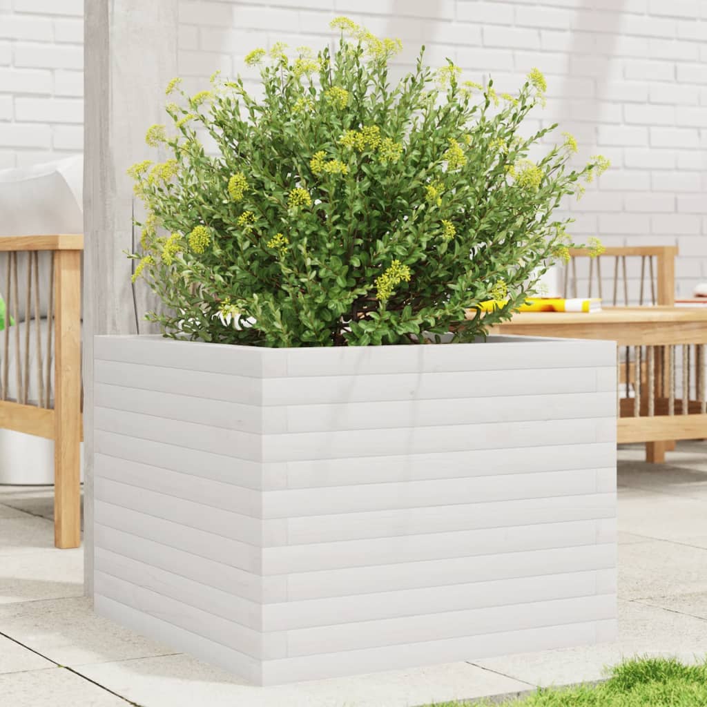 Plantepotte Hvid 60x60x45,5 cm Massiv Fyrretræ