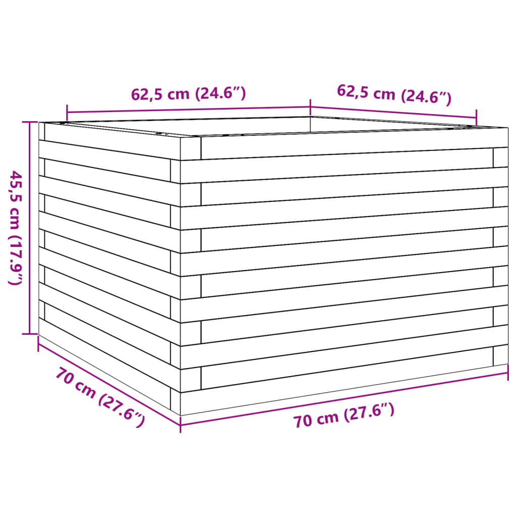 Plantekrukke 70x70x45,5 cm massivt fyrretræ