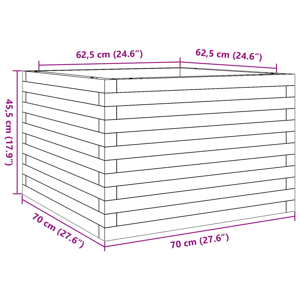 Plantekrukke 70x70x45,5 cm massivt træ Douglasgran