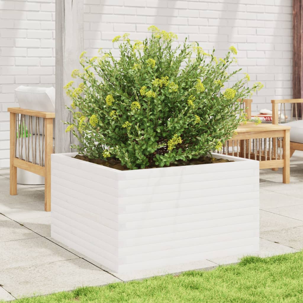 Plantepotte Hvid 80x80x45,5 cm Massiv fyrretræ