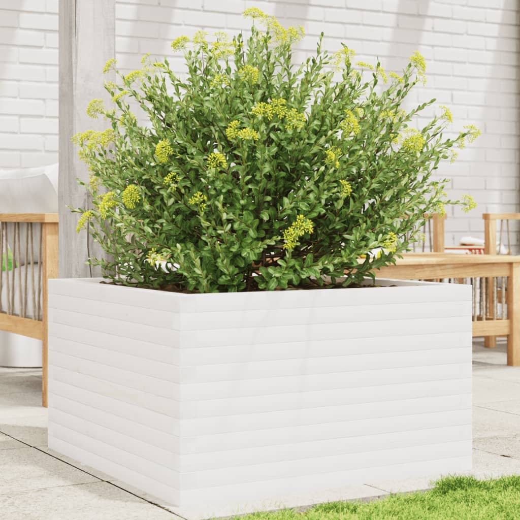 Plantepotte Hvid 80x80x45,5 cm Massiv fyrretræ