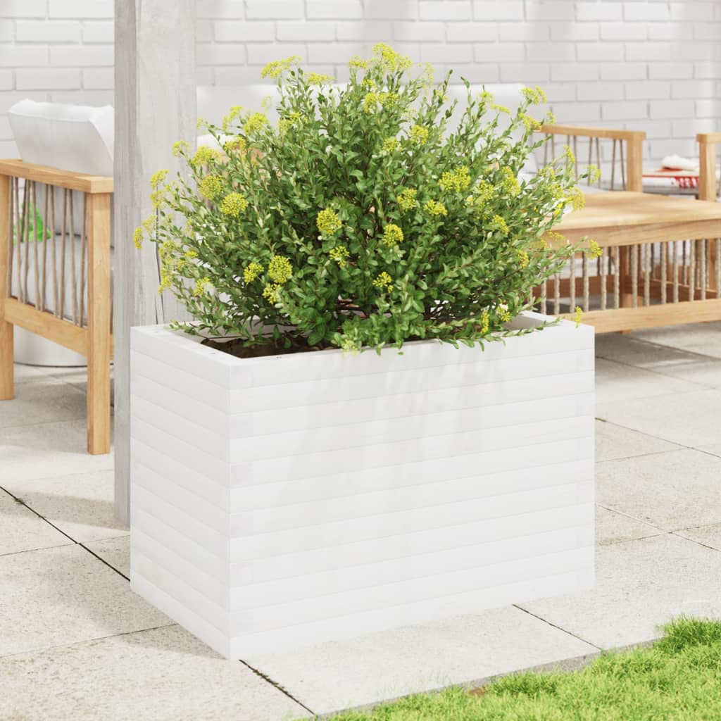 Plantepotte Hvid 70x40x45,5 cm Massiv fyrretræ