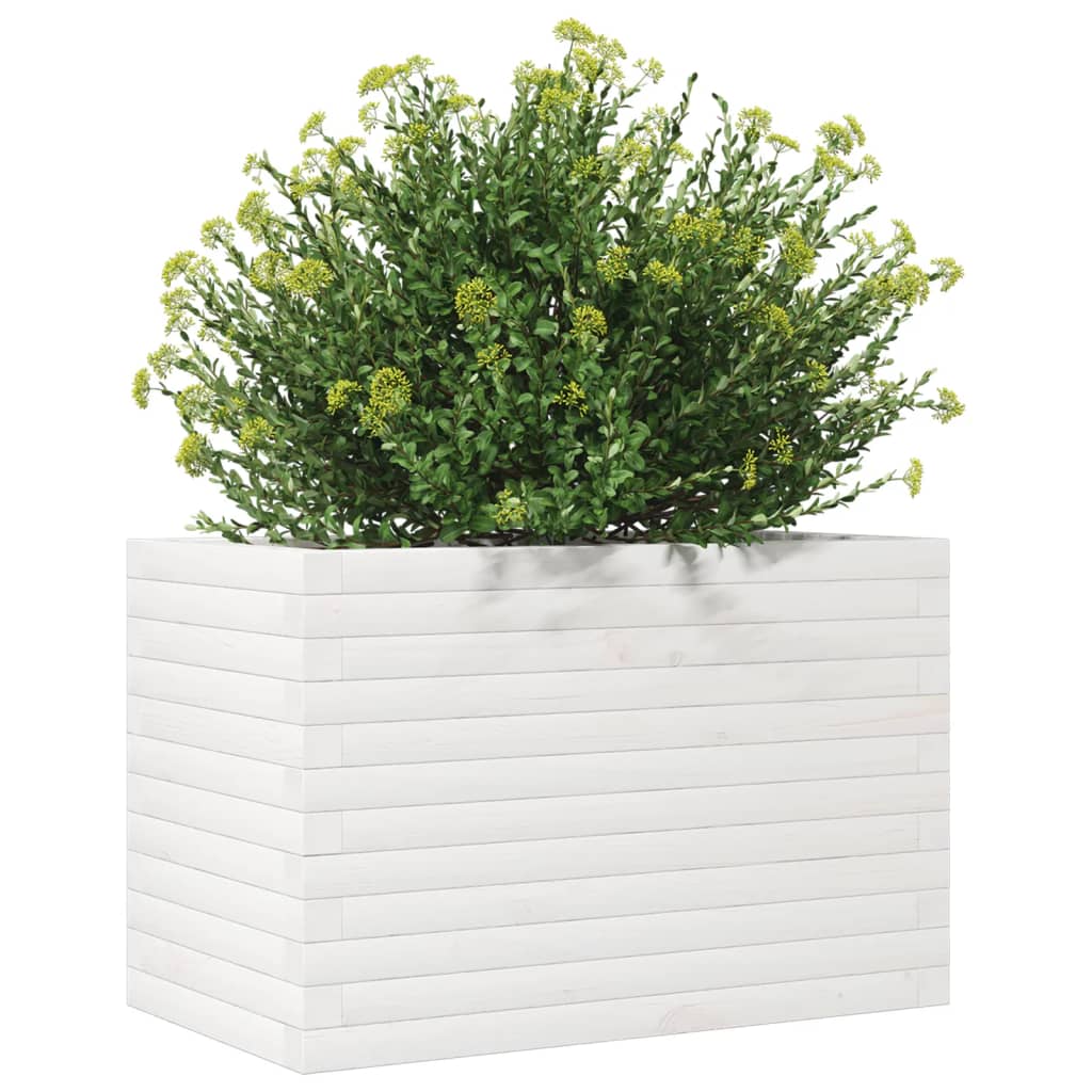 Plantepotte Hvid 70x40x45,5 cm Massiv fyrretræ
