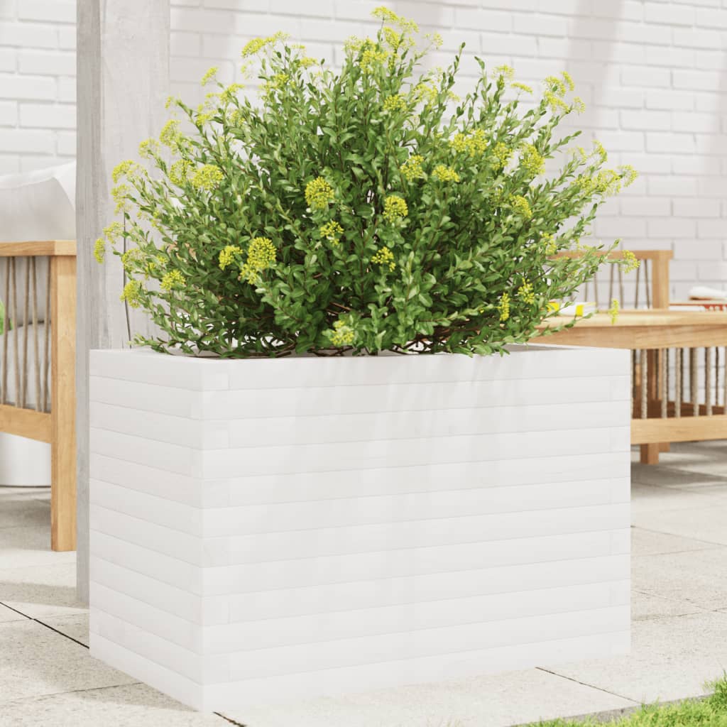 Plantepotte Hvid 70x40x45,5 cm Massiv fyrretræ
