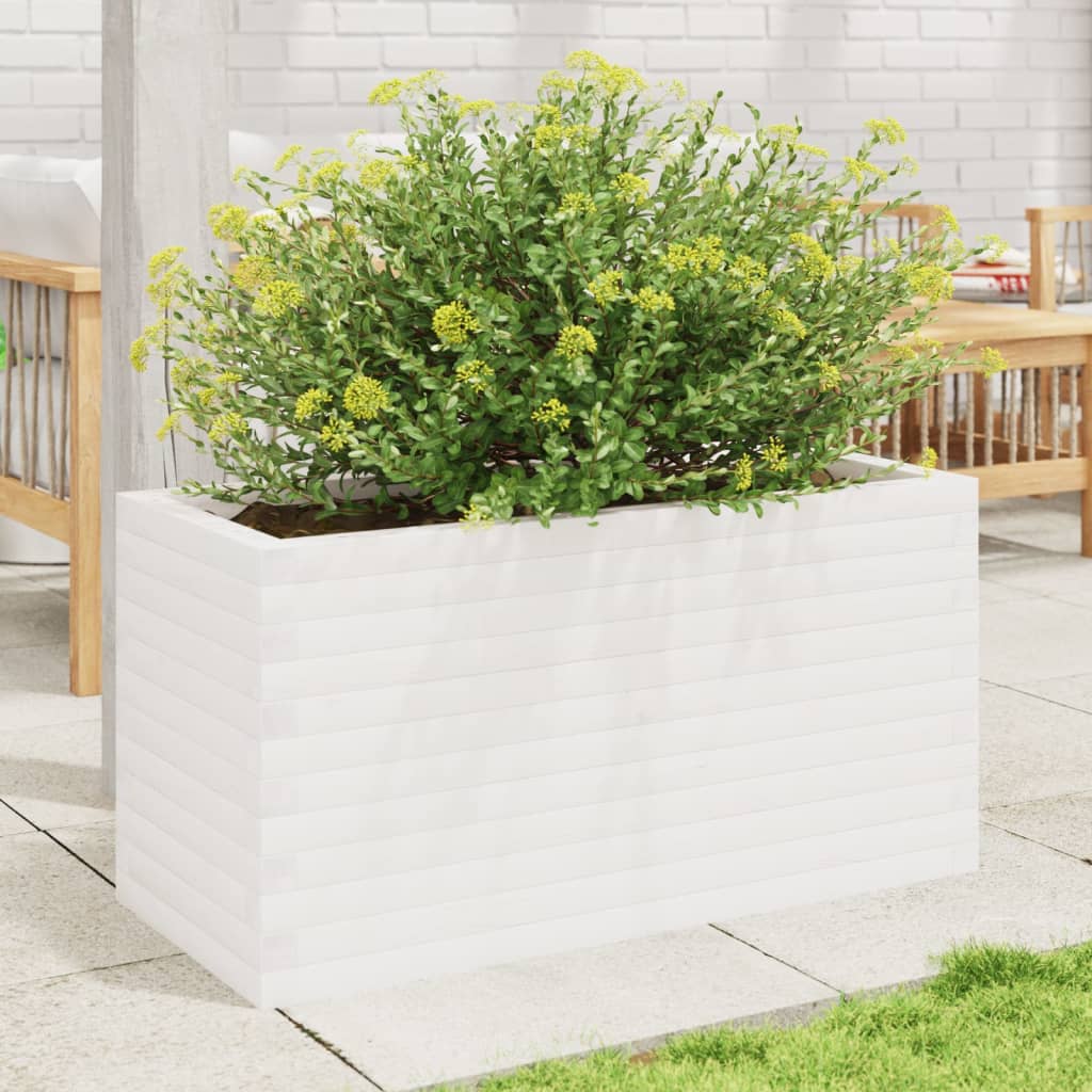 Plantepotte Hvid 90x40x45,5 cm Massiv fyrretræ