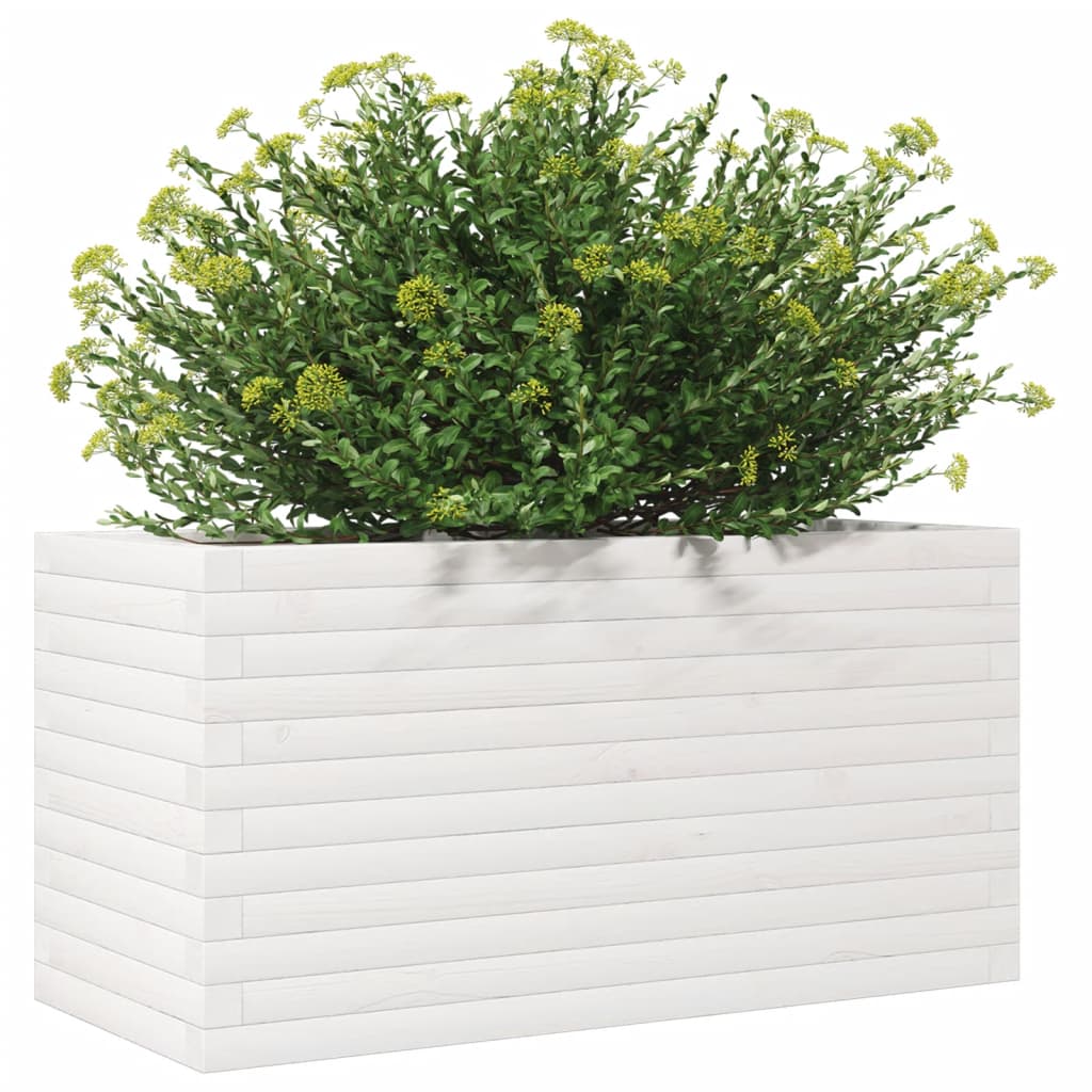 Plantepotte Hvid 90x40x45,5 cm Massiv fyrretræ