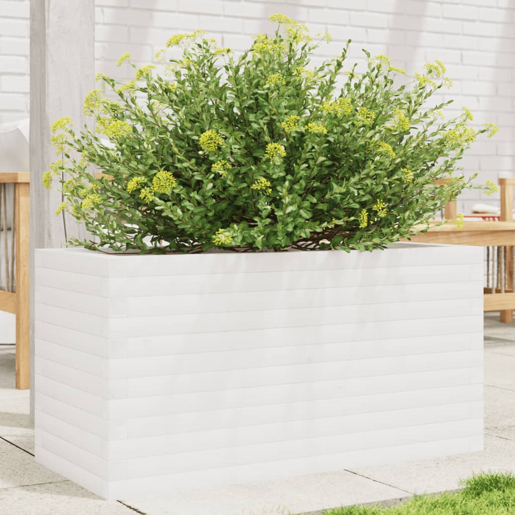 Plantepotte Hvid 90x40x45,5 cm Massiv fyrretræ
