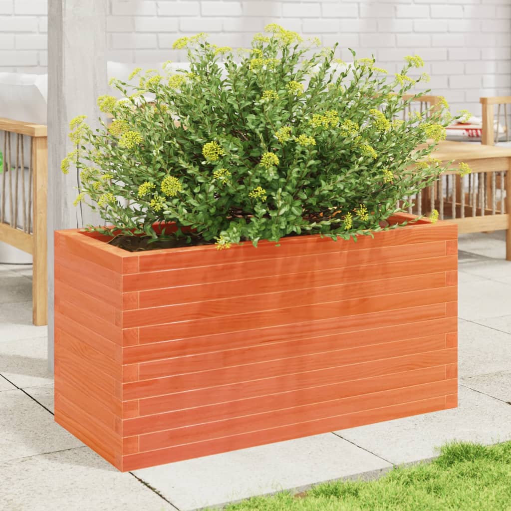 Plantekrukkevoks brun 90x40x45,5 cm massivt fyrretræ
