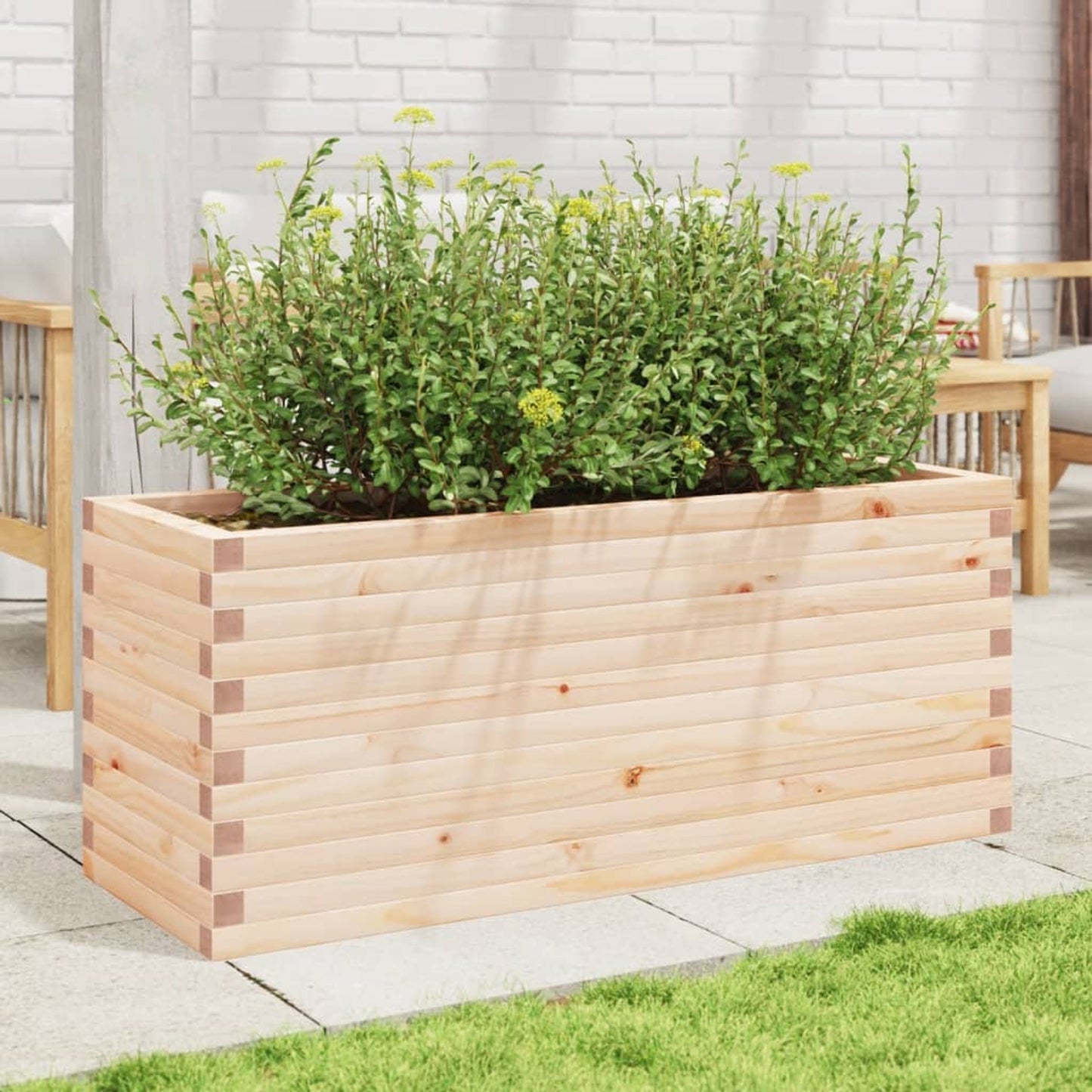 Plantepotte 110x40x45,5 cm massivt fyrretræ