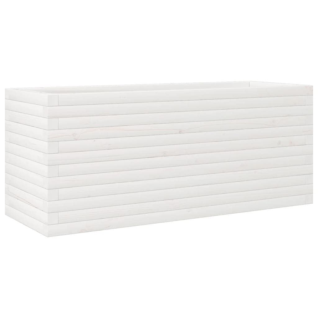 Plantepotte Hvid 110x40x45,5 cm Massiv fyrretræ
