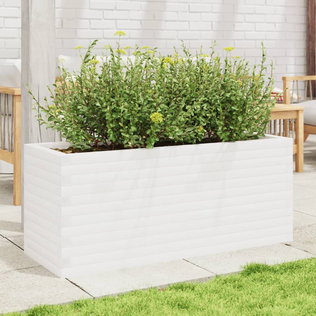 Plantepotte Hvid 110x40x45,5 cm Massiv fyrretræ