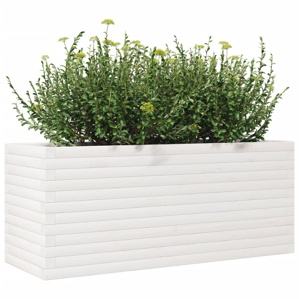Plantepotte Hvid 110x40x45,5 cm Massiv fyrretræ
