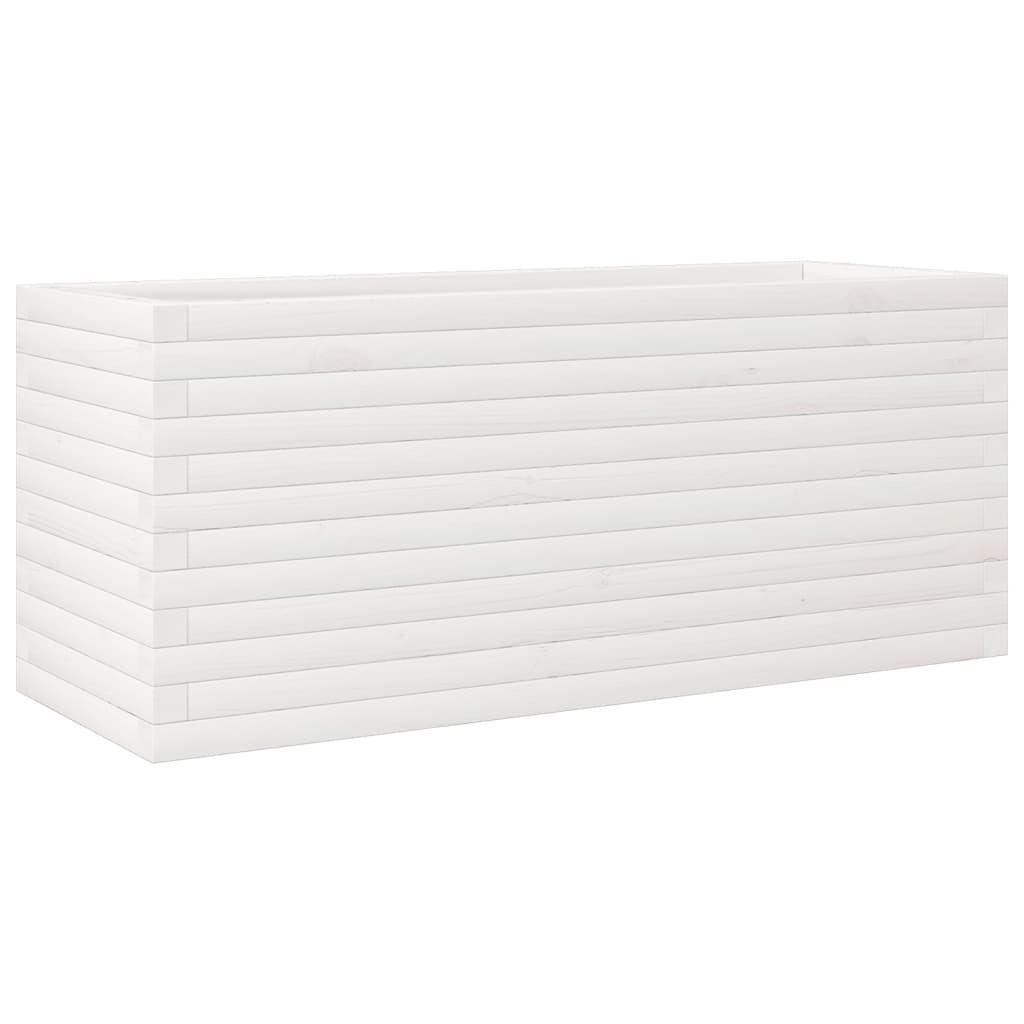 Plantepotte Hvid 110x40x45,5 cm Massiv fyrretræ