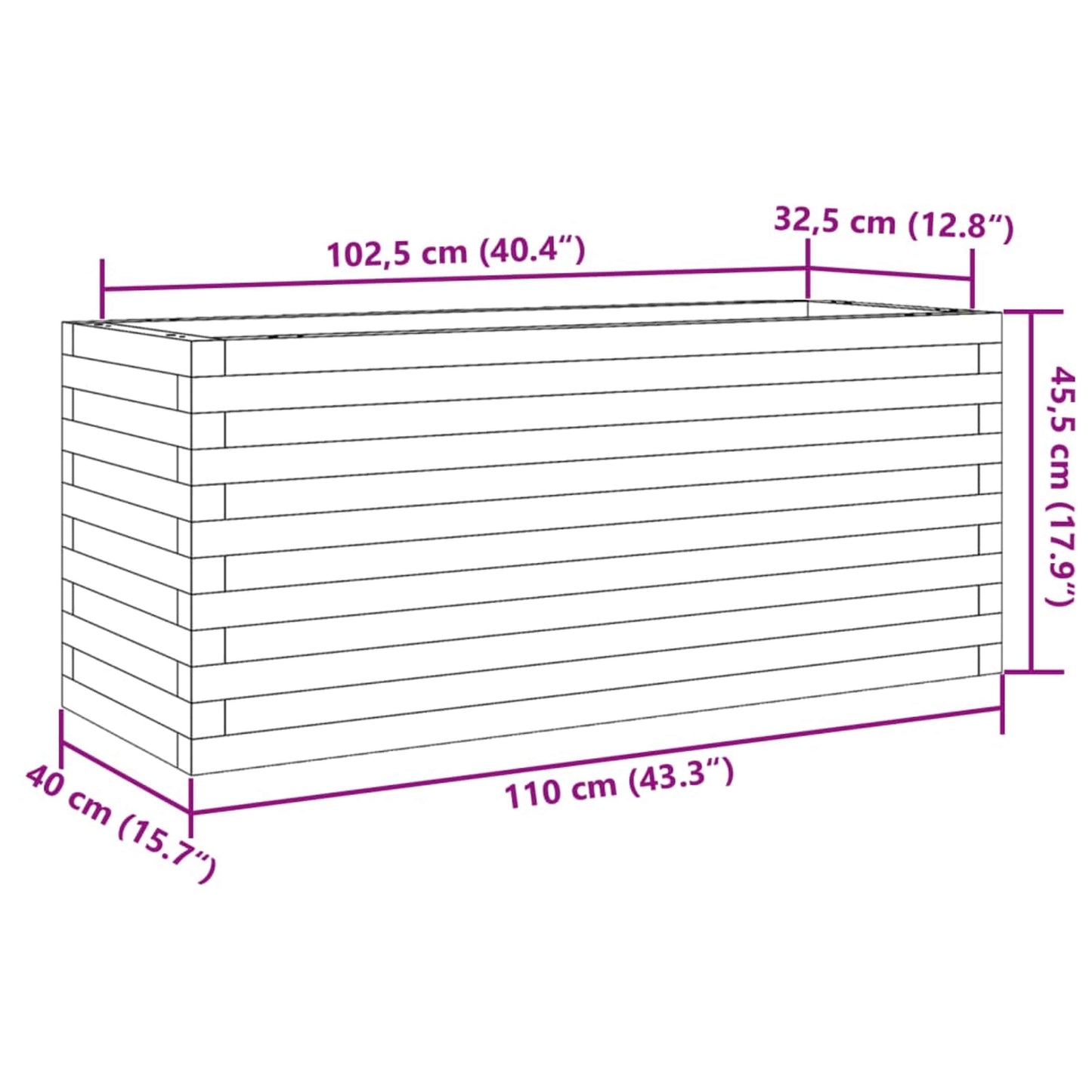 Plantekrukkevoks brun 110x40x45,5 cm massivt fyrretræ