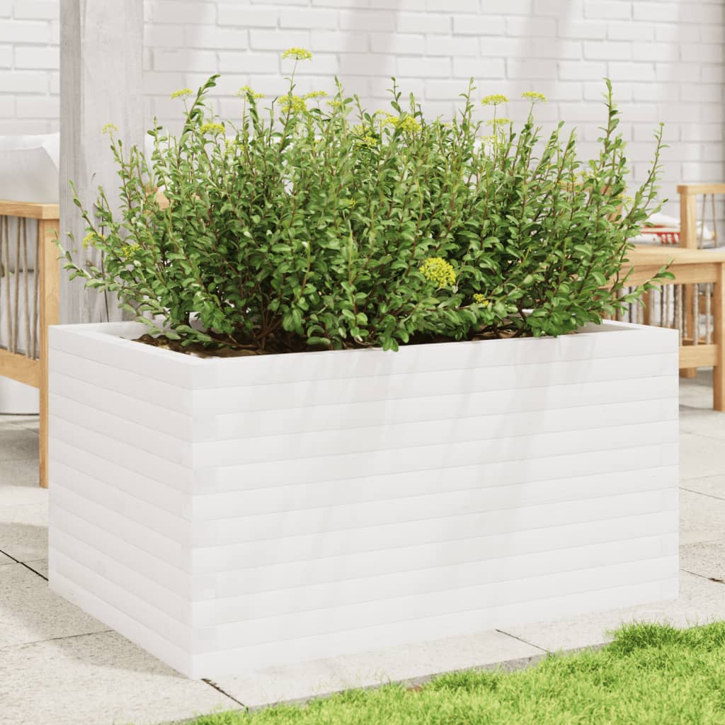 Plantepotte Hvid 90x60x45,5 cm Massiv fyrretræ