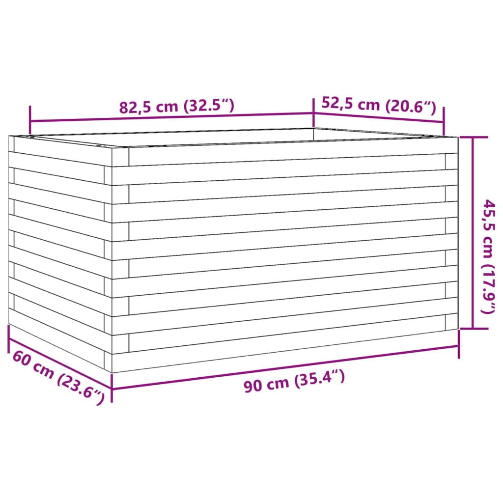 Plantepotte Hvid 90x60x45,5 cm Massiv fyrretræ