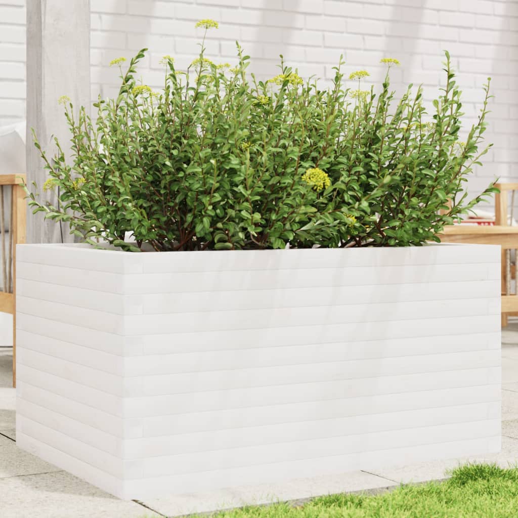 Plantepotte Hvid 90x60x45,5 cm Massiv fyrretræ