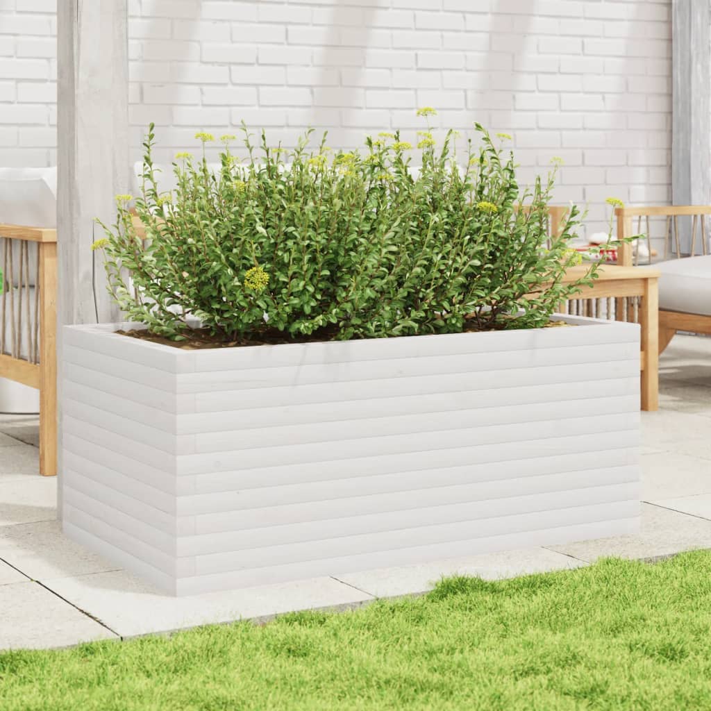 Plantepotte Hvid 110x60x45,5 cm Massiv fyrretræ