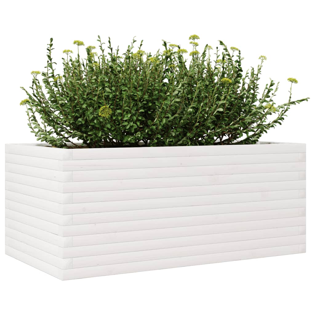 Plantepotte Hvid 110x60x45,5 cm Massiv fyrretræ