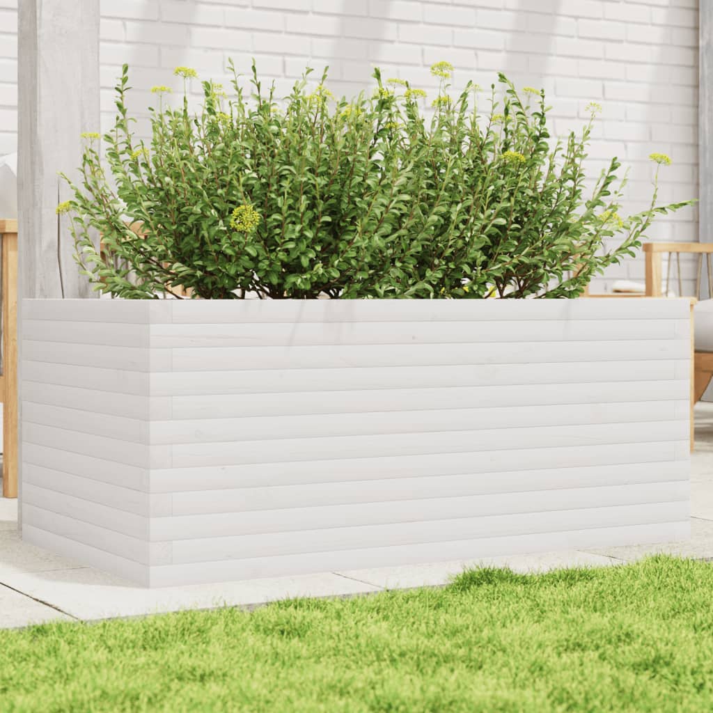Plantepotte Hvid 110x60x45,5 cm Massiv fyrretræ