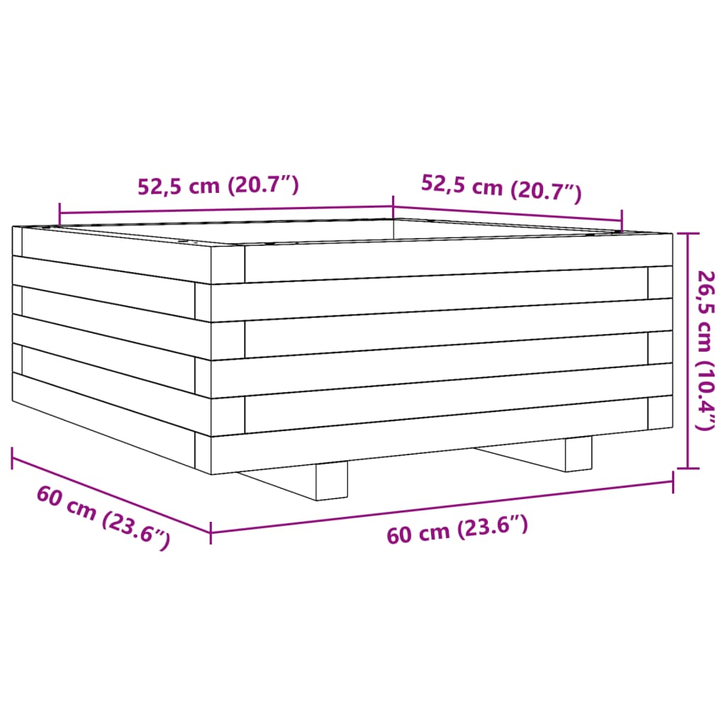 Plantekasse 60x60x26,5 cm Fyrretræ Imprægneret