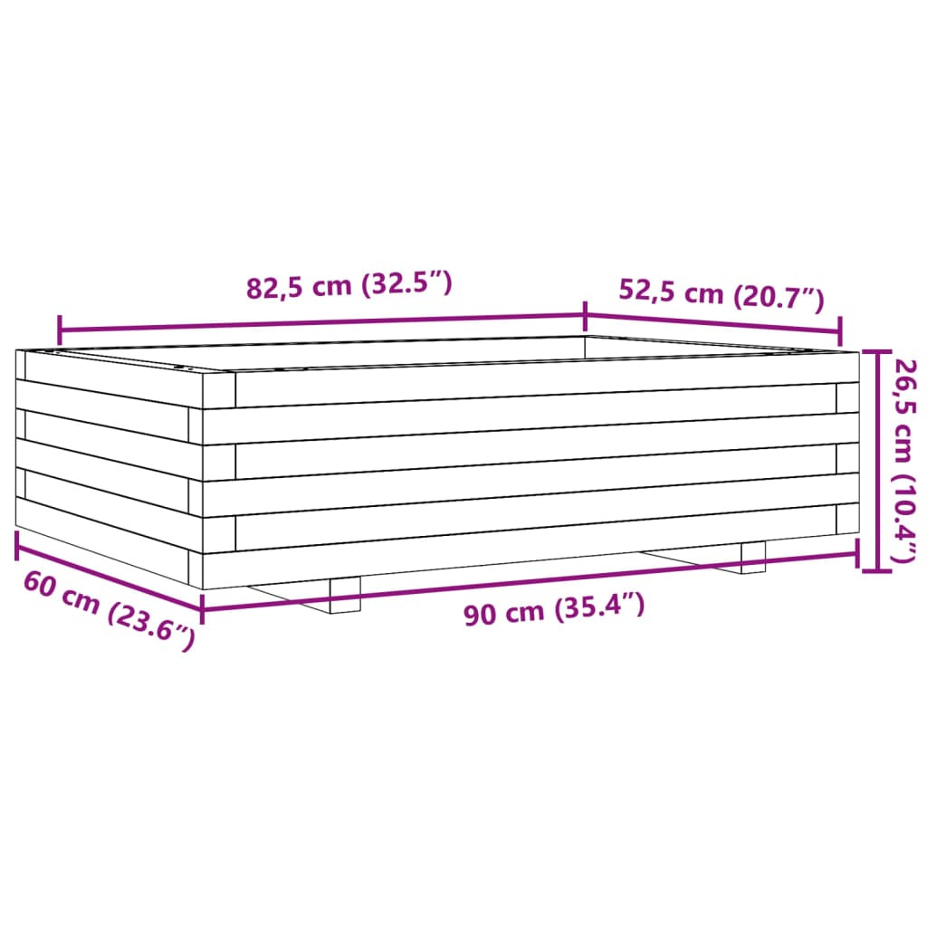 Plantekasse 90x60x26,5 cm Fyrretræ Imprægneret
