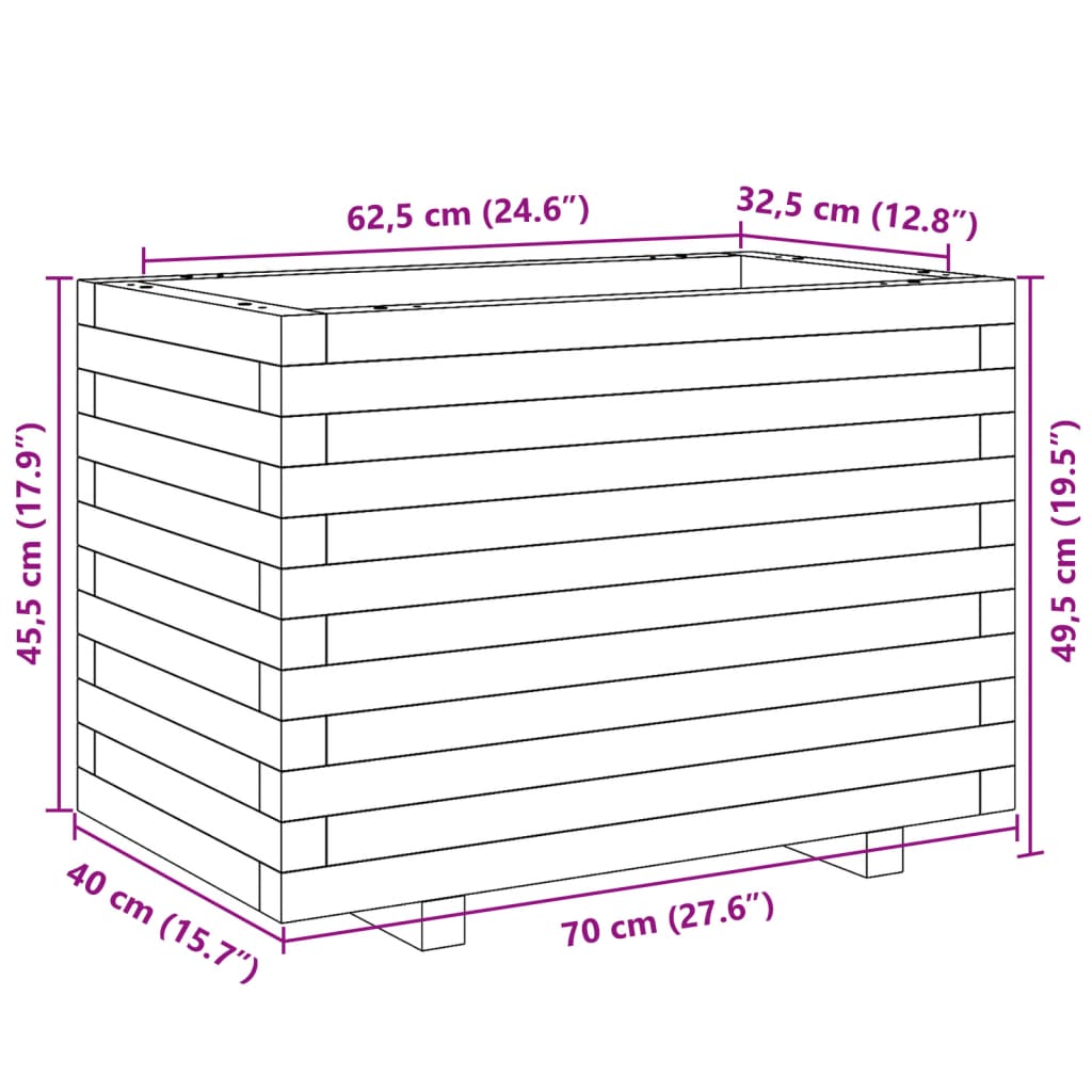 Plantekasse 70x40x49,5 cm Fyrretræ Imprægneret