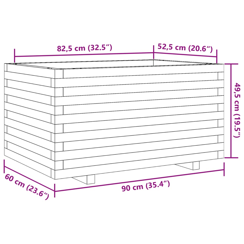 Plantekasse 90x60x49,5 cm Fyrretræ Imprægneret