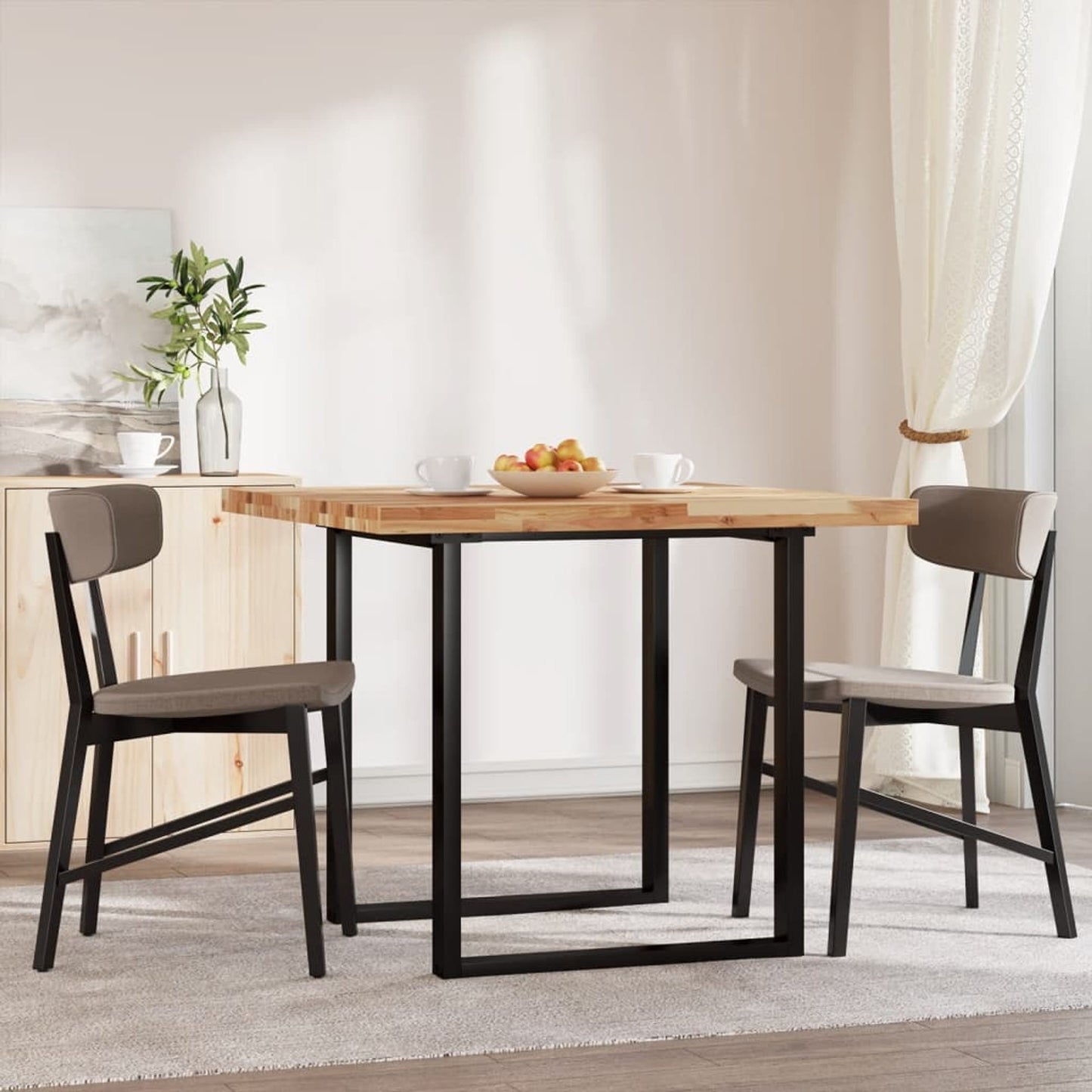 Bordplade firkantet 90x90x4 cm massiv træ akacie