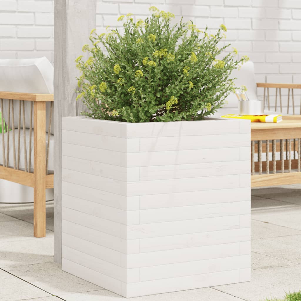 Plantekrukke Hvid 40x40x46 cm Massiv Fyrretræ