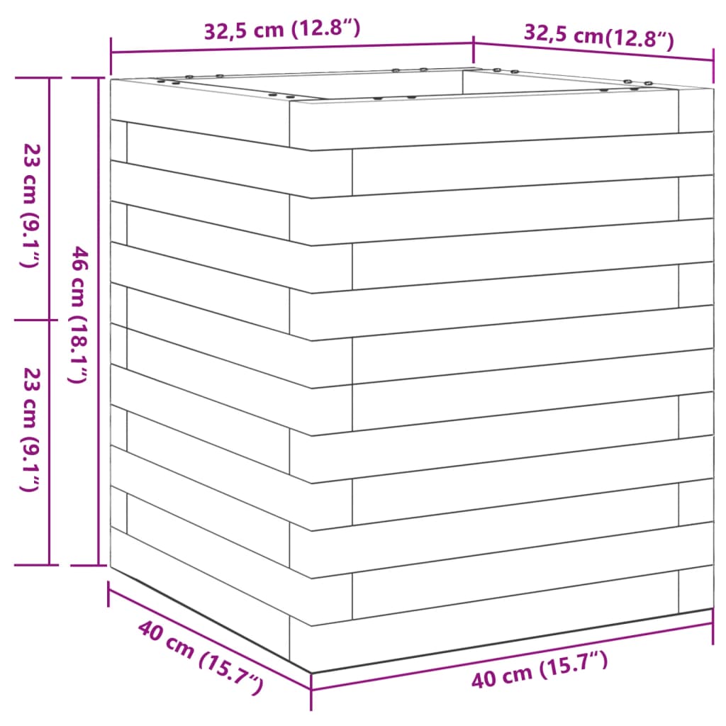 Plantekrukke voks brun 40x40x46 cm massivt fyrretræ