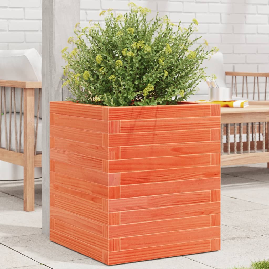 Plantekrukke voks brun 40x40x46 cm massivt fyrretræ