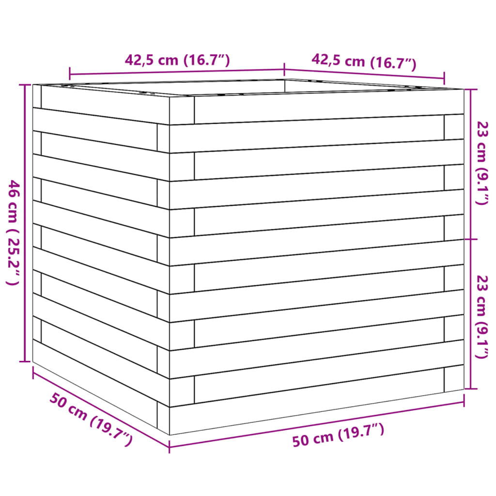 Plantekrukke 50x50x46 cm massivt fyrretræ